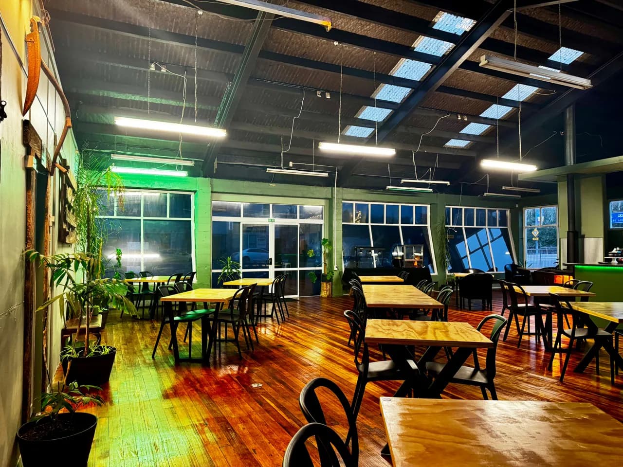 Spacious function room seating and street-facing windows