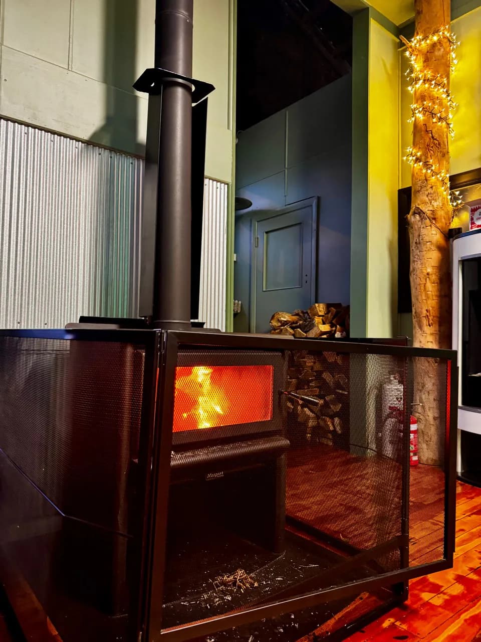 Wood fireplace available in the function room
